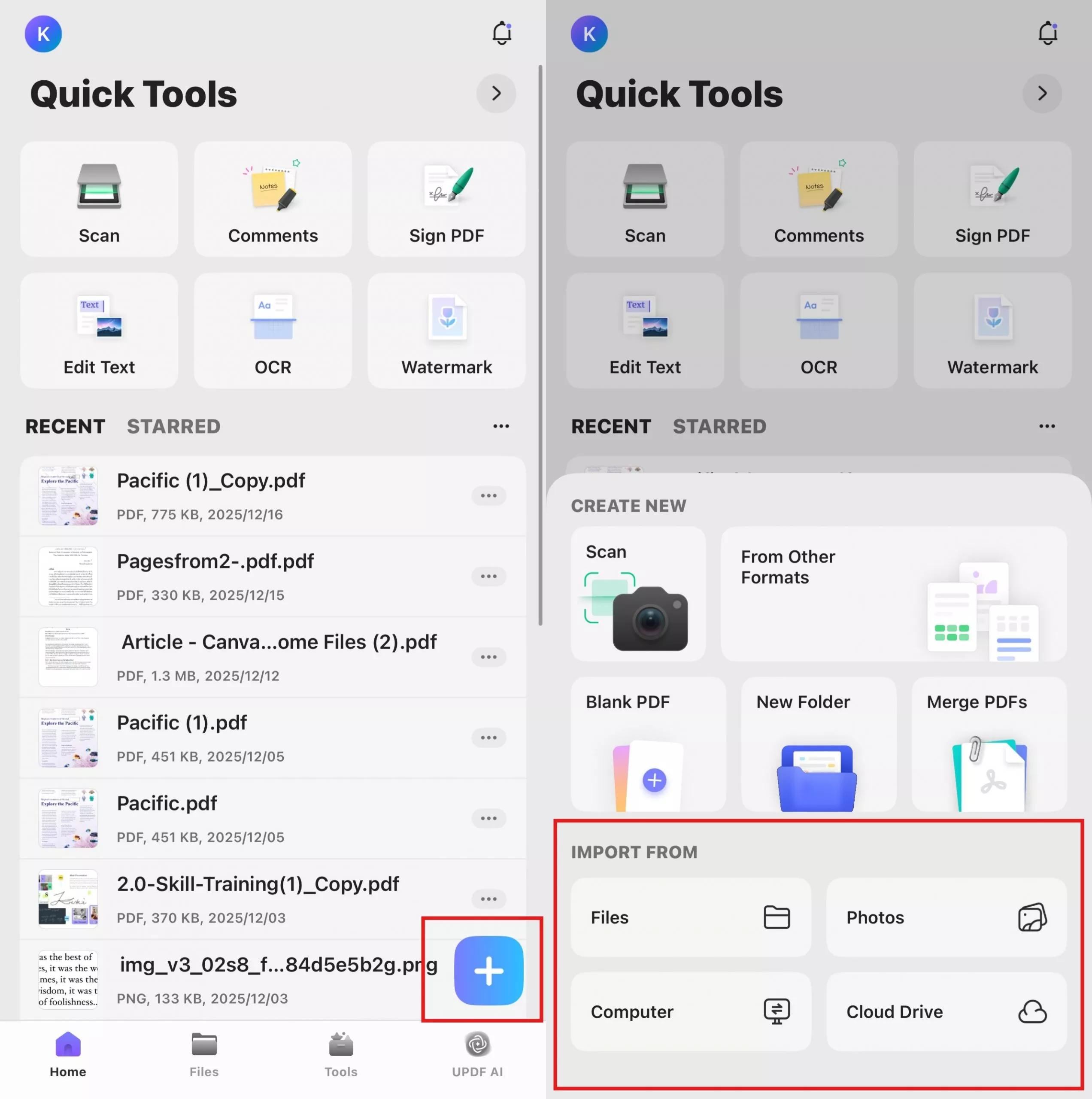 open file on updf mobile