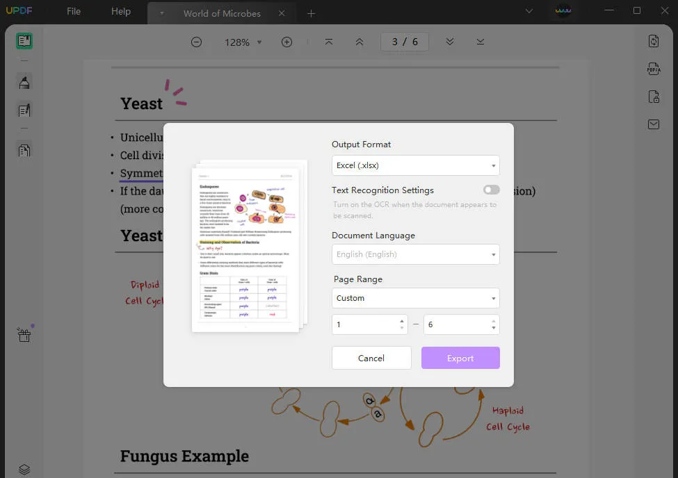 convertidor de pdf a excel updf