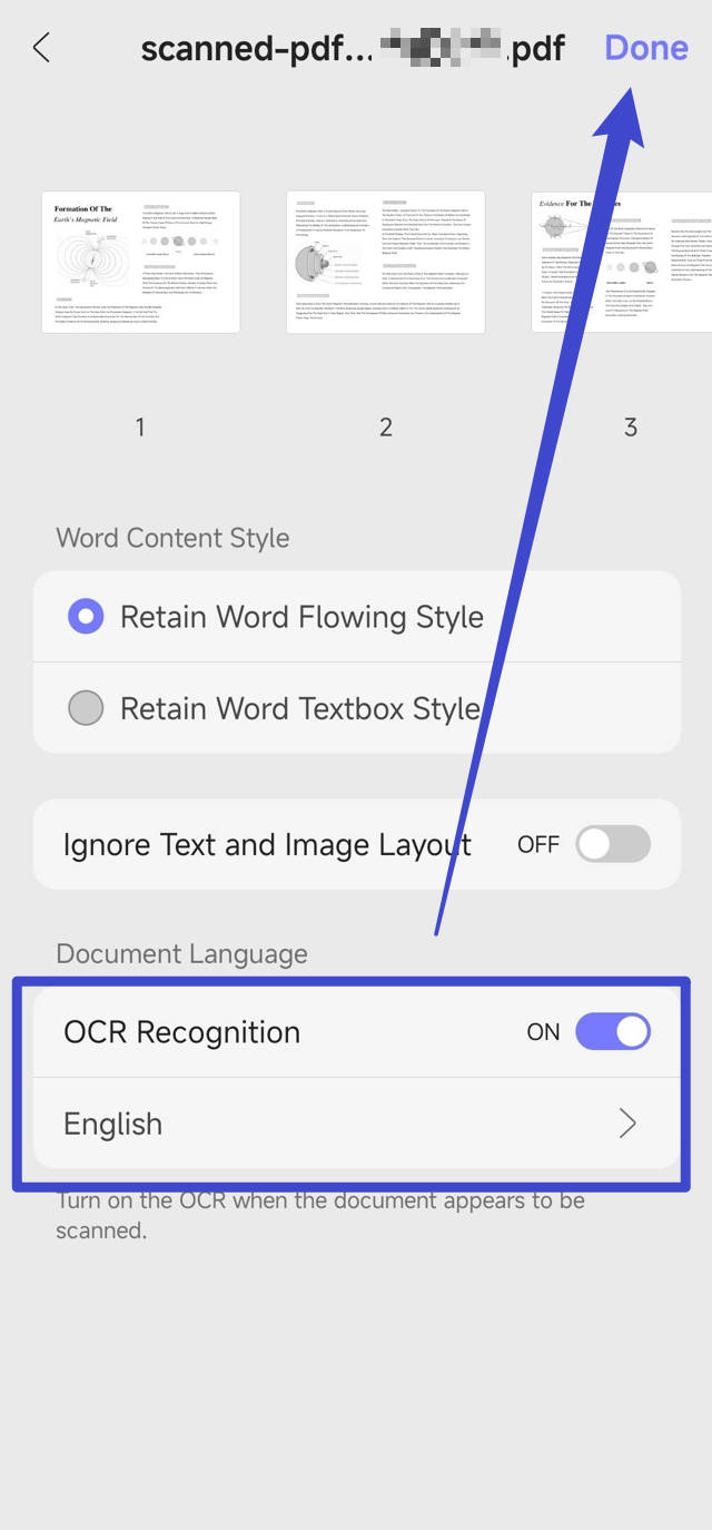 select the scanned PDF with UPDF android