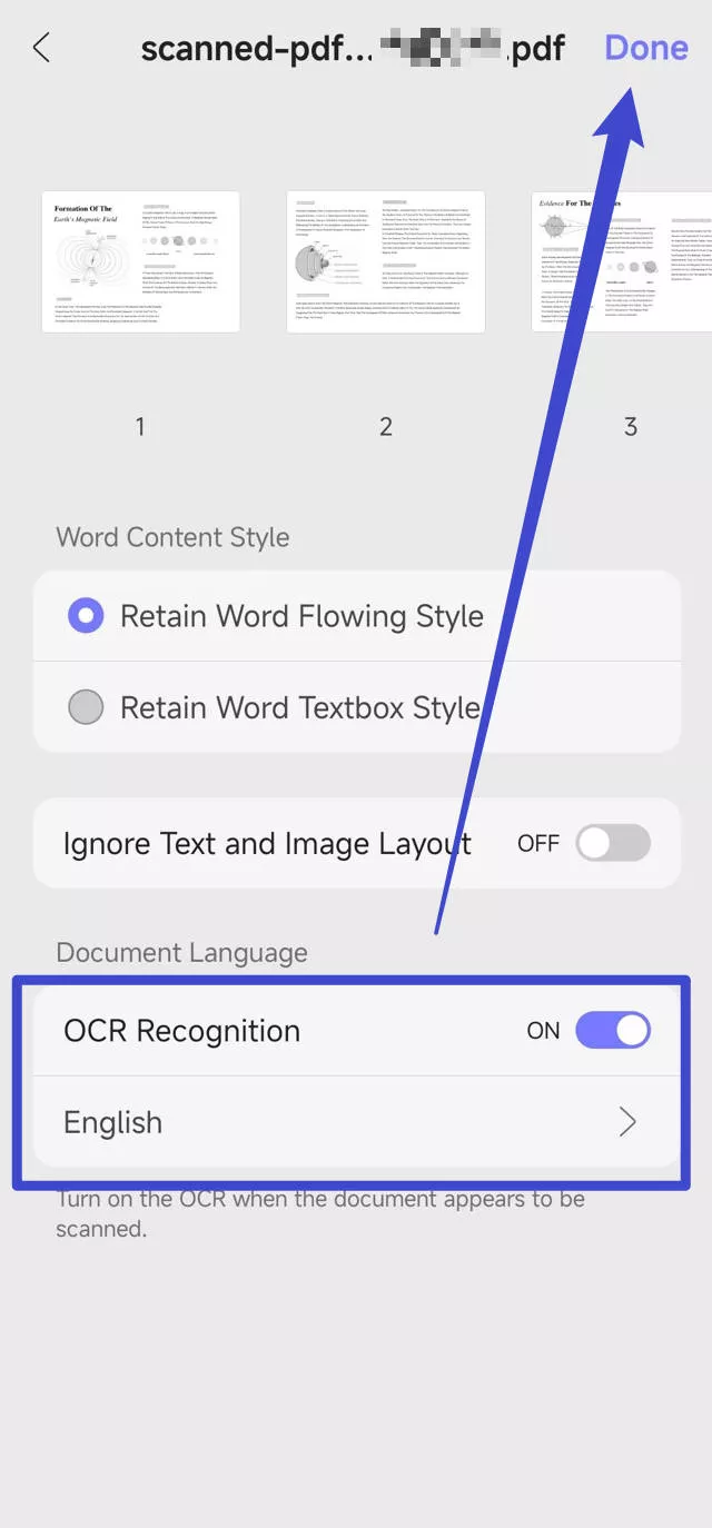 select the scanned PDF with UPDF android