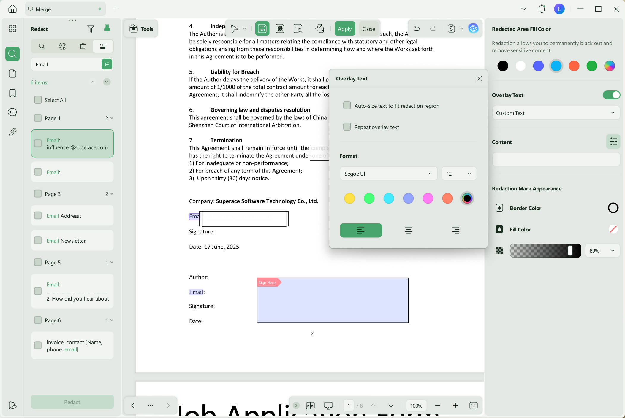 personalize redaction