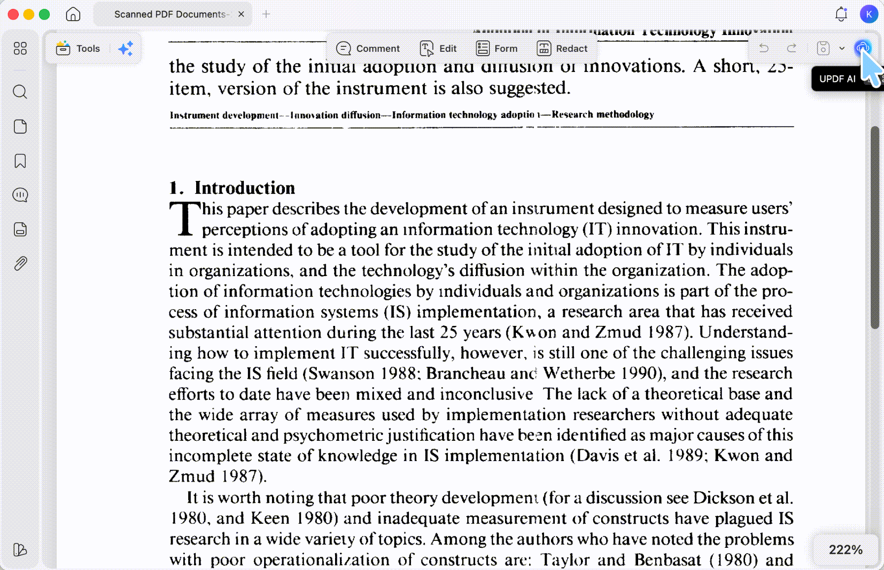 pull text out of a single page with updf ai