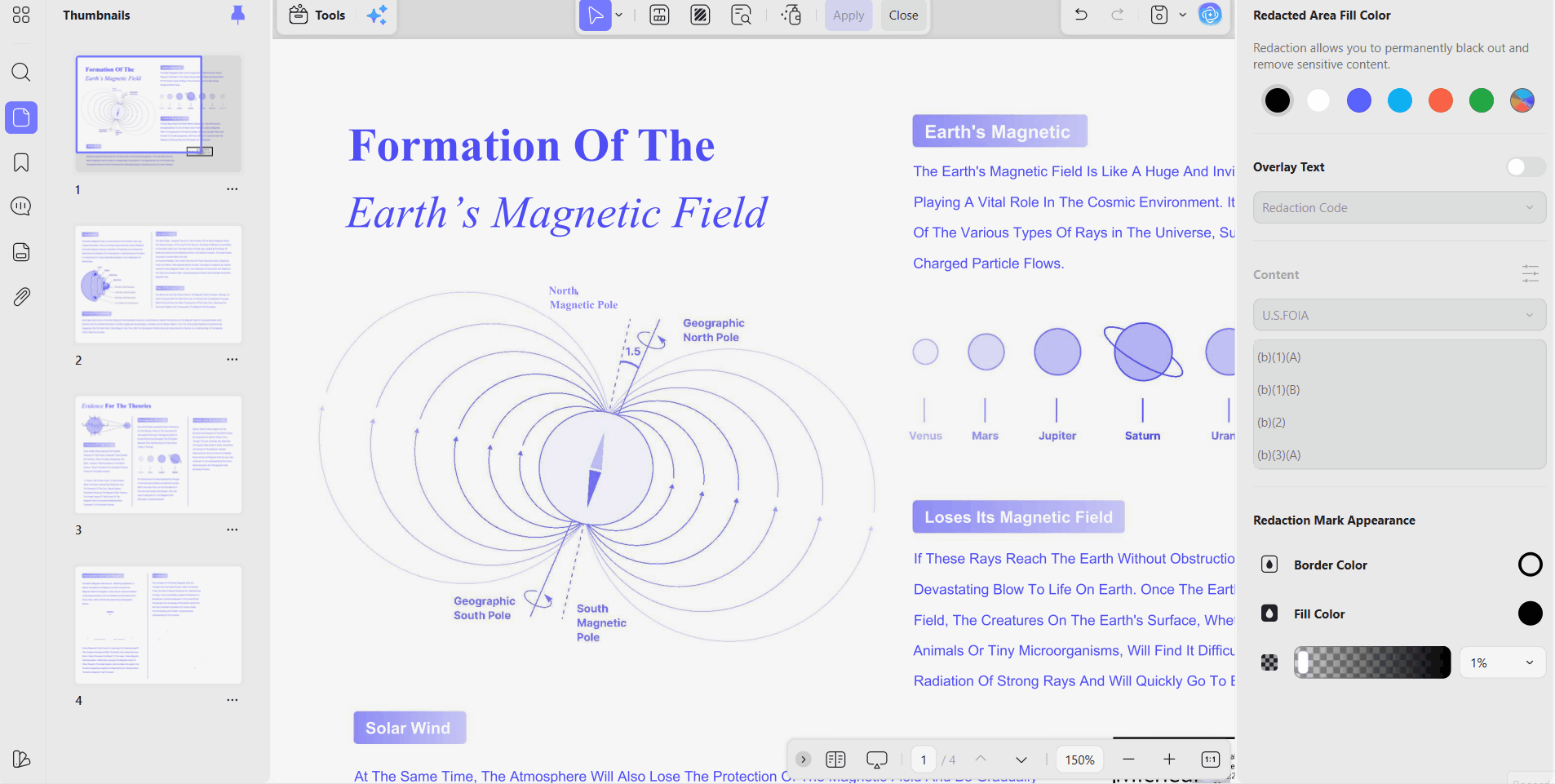 pdf page by page redaction