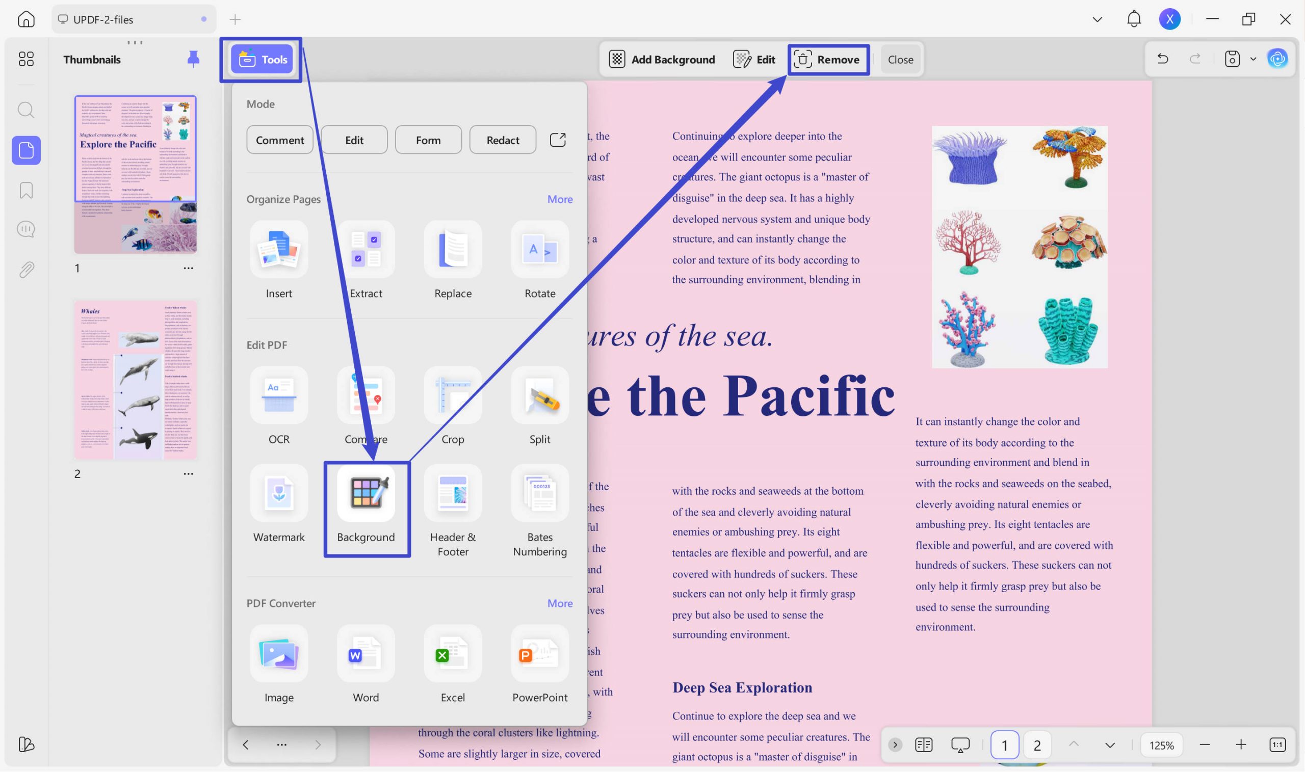remove background from PDF