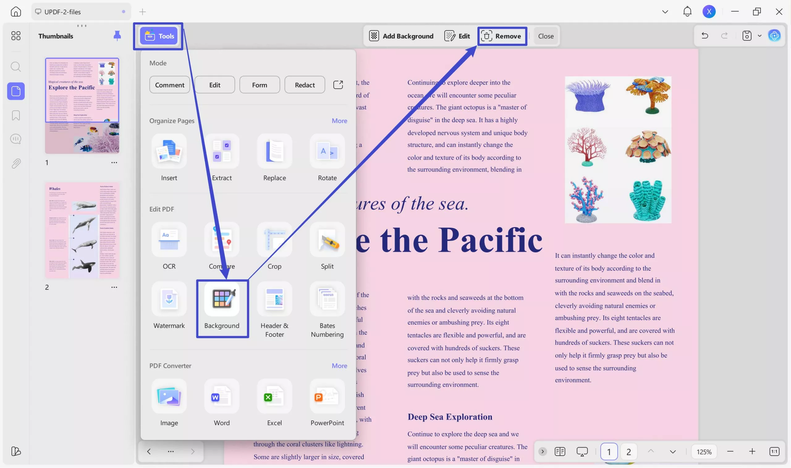 remove background from PDF