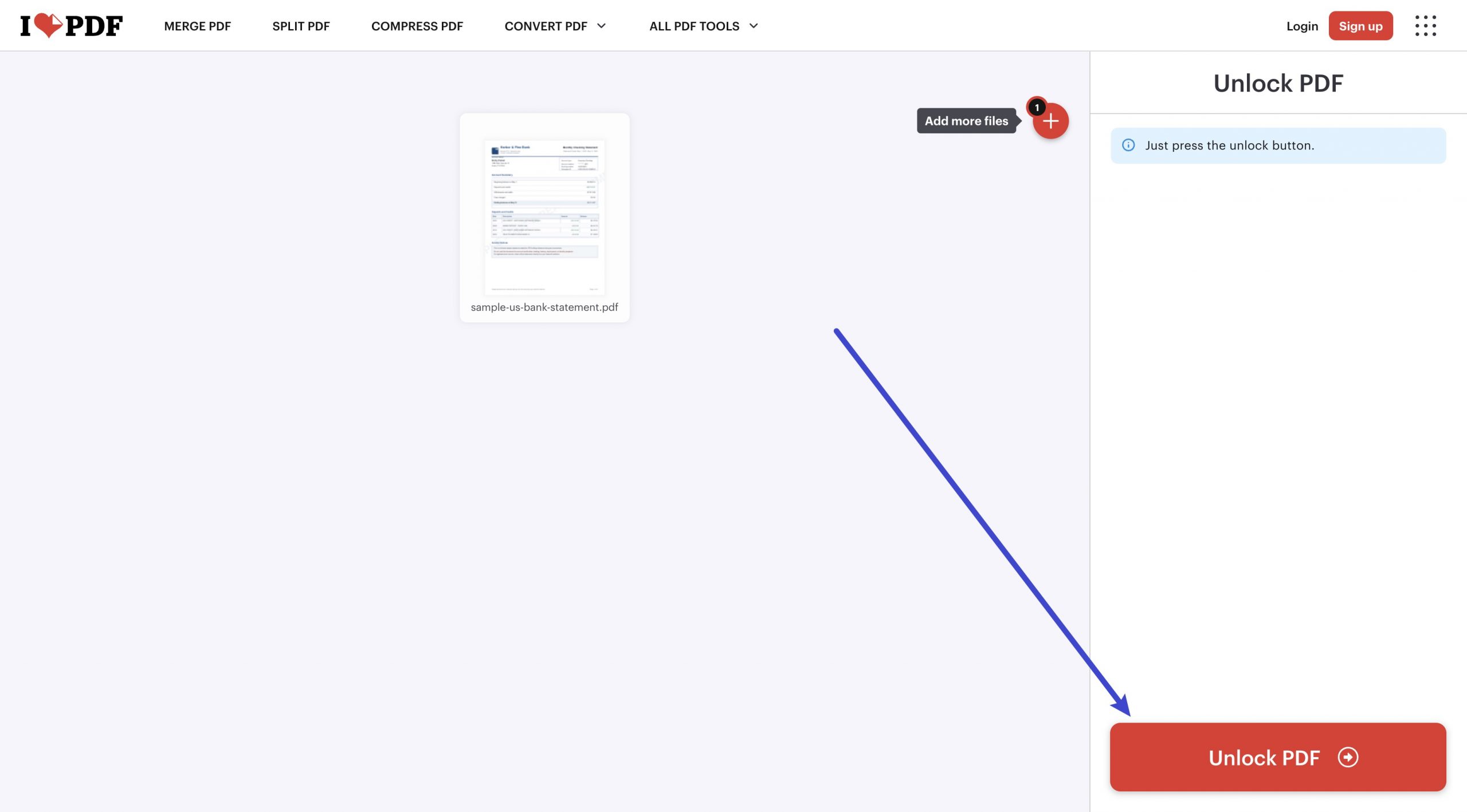 remove pdf restrictions using ilovepdf