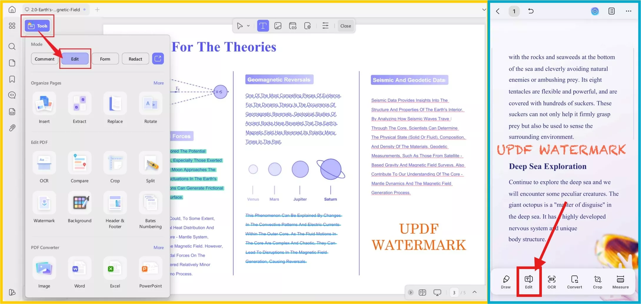 select edit on updf mobile and desktop