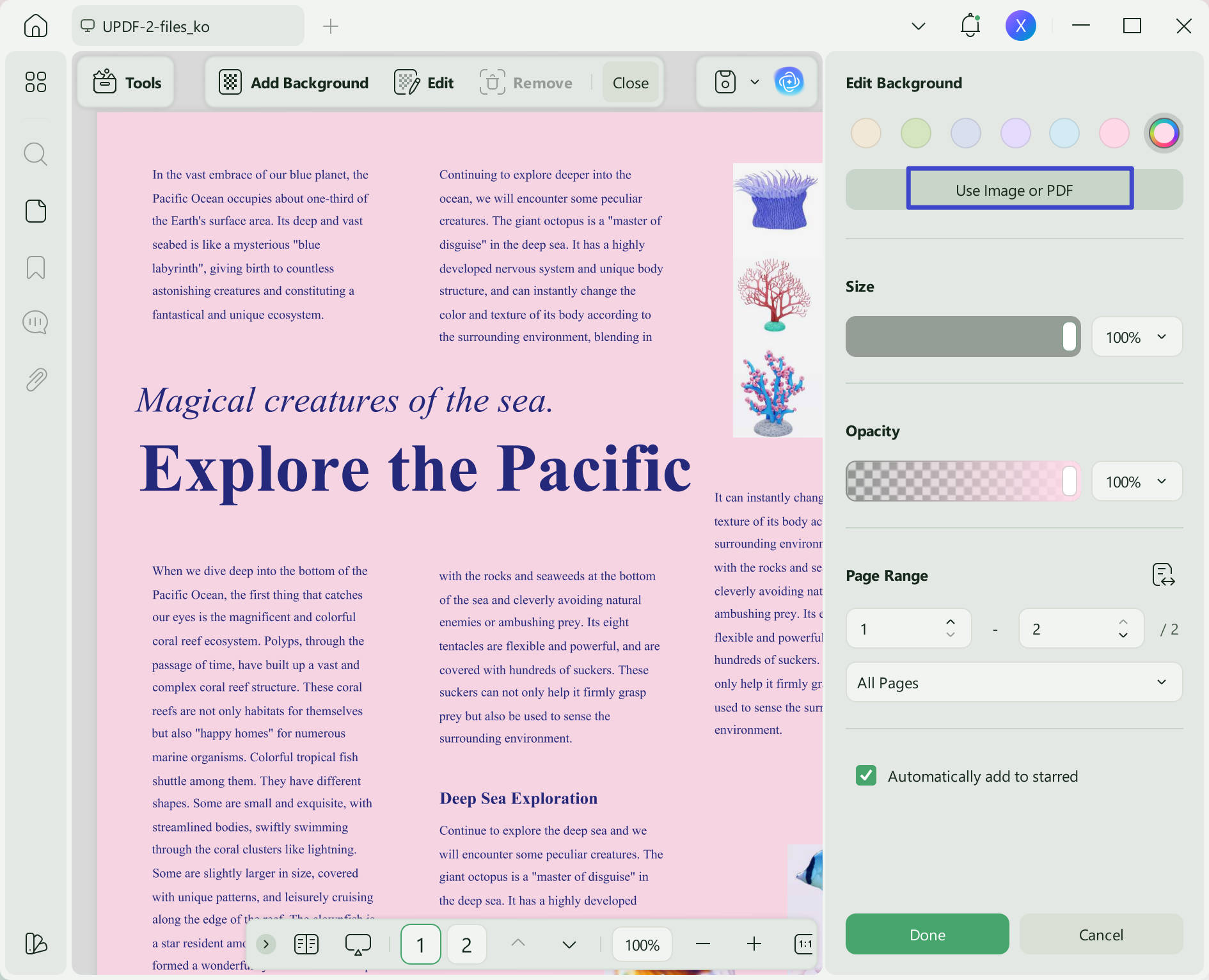 add background image to PDF