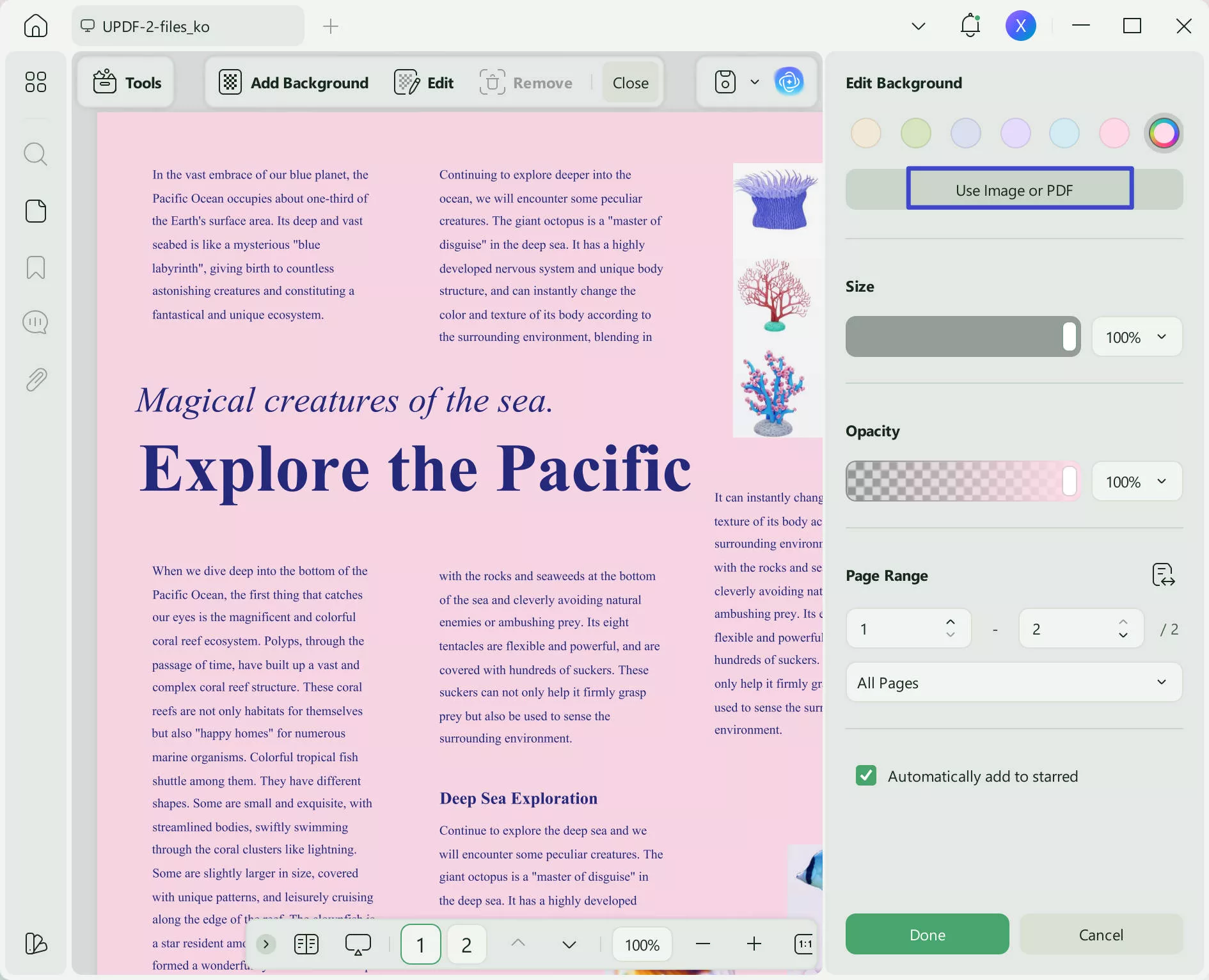 add background image to PDF