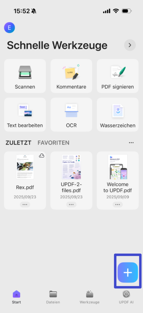 PDF-Dateien in der iPhone-Version UPDF hinzufügen