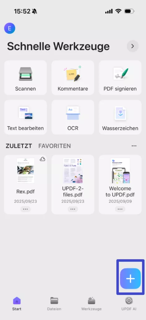 PDF-Dateien in der iPhone-Version UPDF hinzufügen