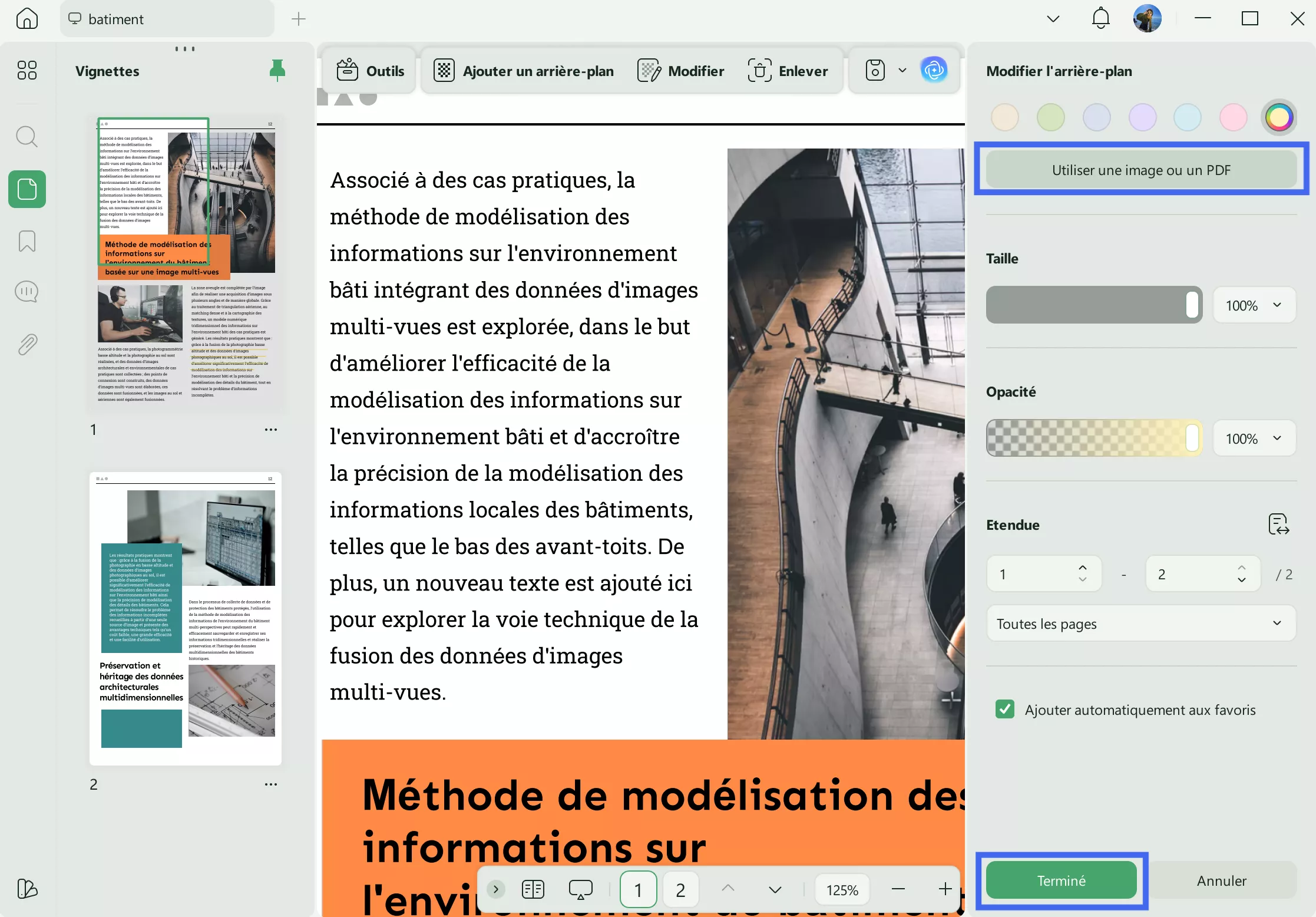 personnalisez les paramètres pour insérer l'image d'arrière-plan au PDF avec UPDF.