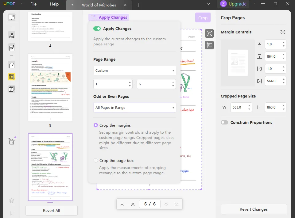 Appliquer les changements de pages