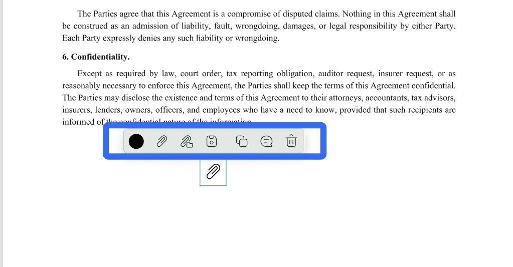 Options of the added attachment