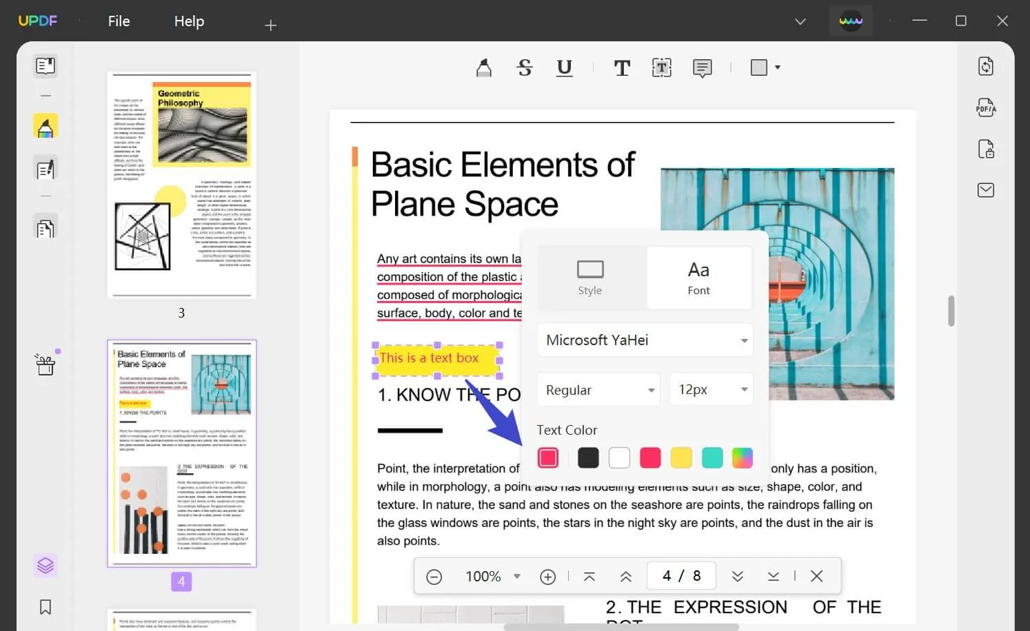 cambia il colore del testo IN PDF