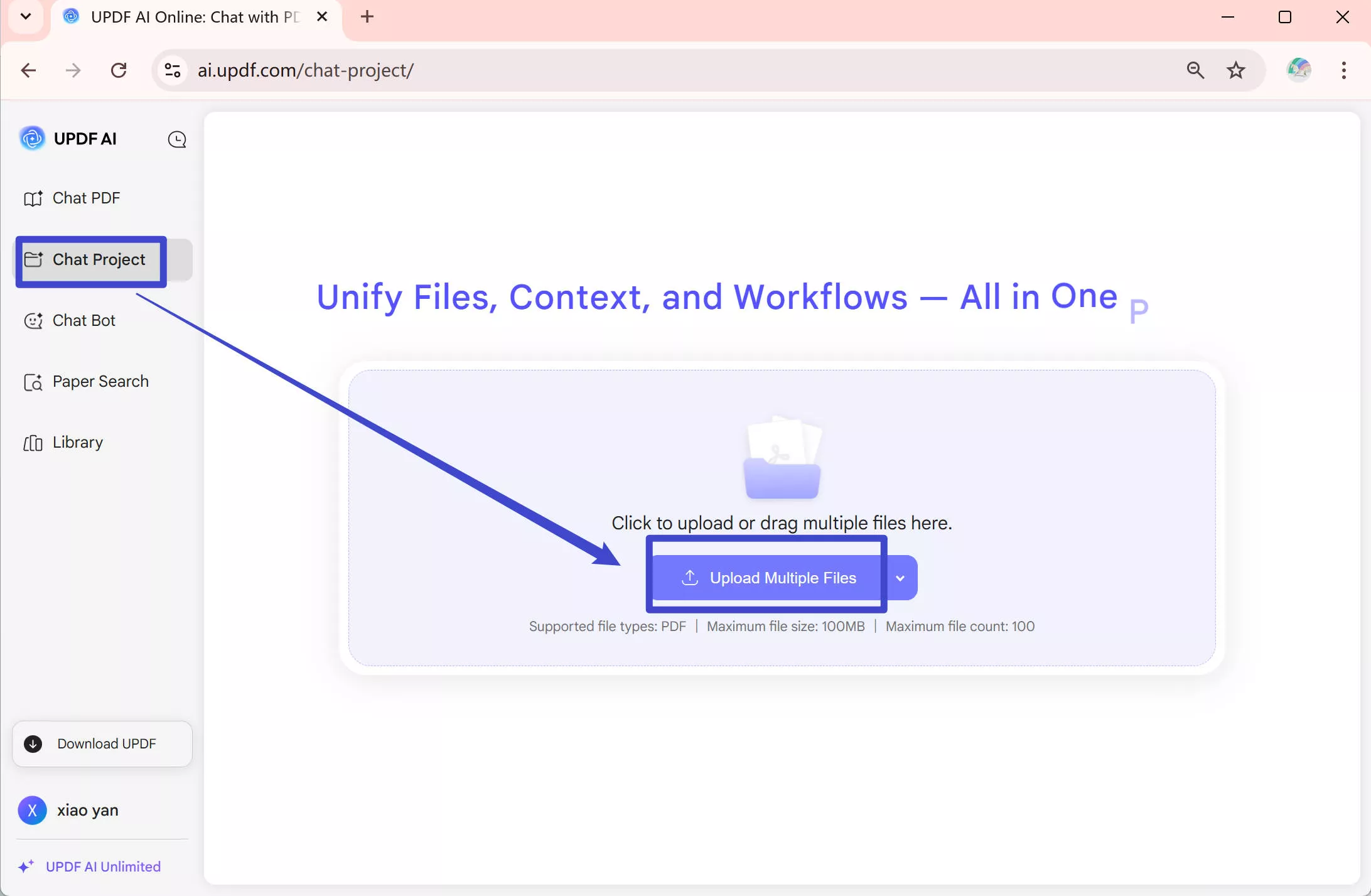 translate multiple pdfs with chat project