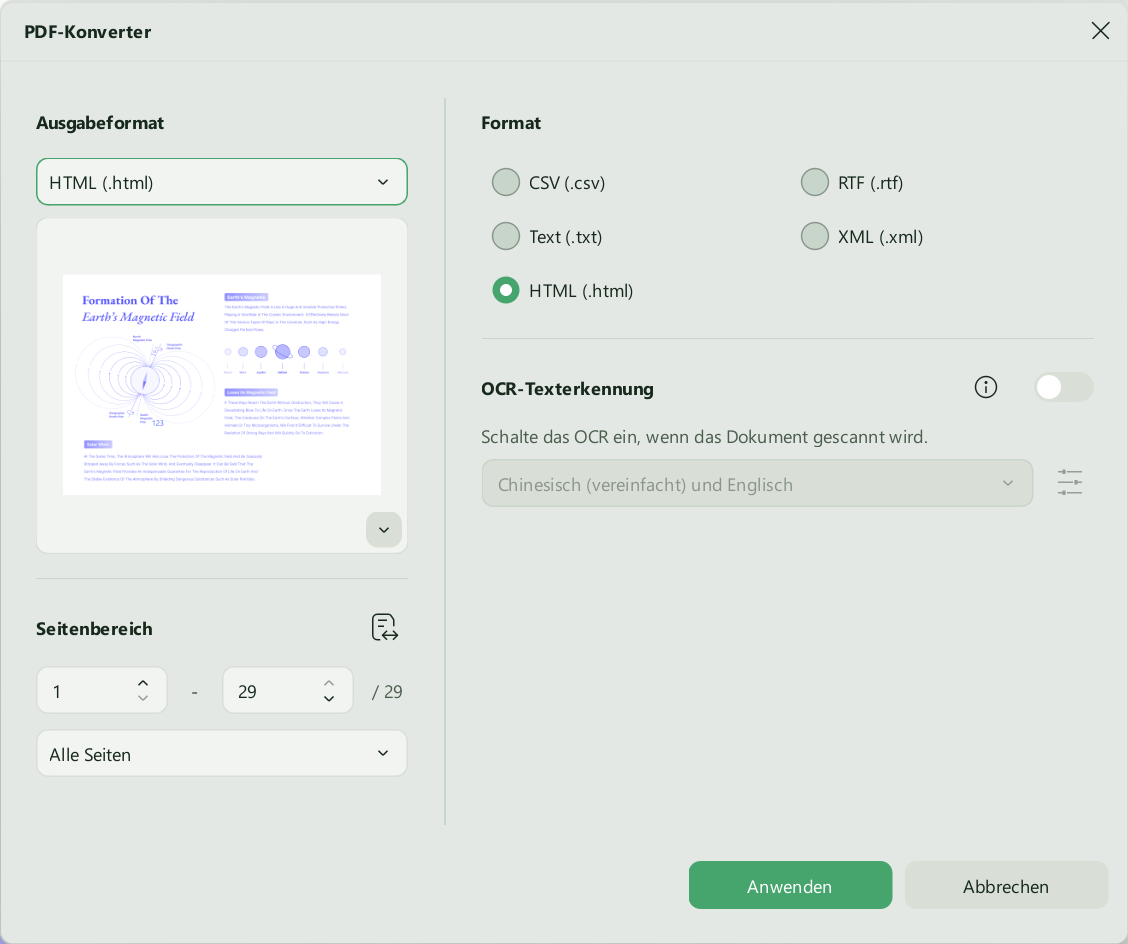 pdf in html umwandeln