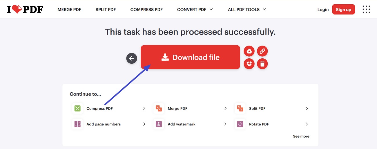 download file after deleting blank pages