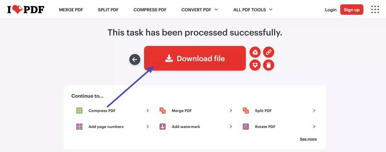 download file after deleting blank pages