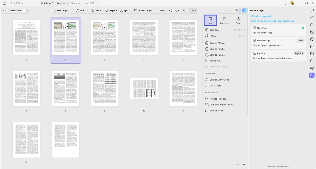 save the edited pdf