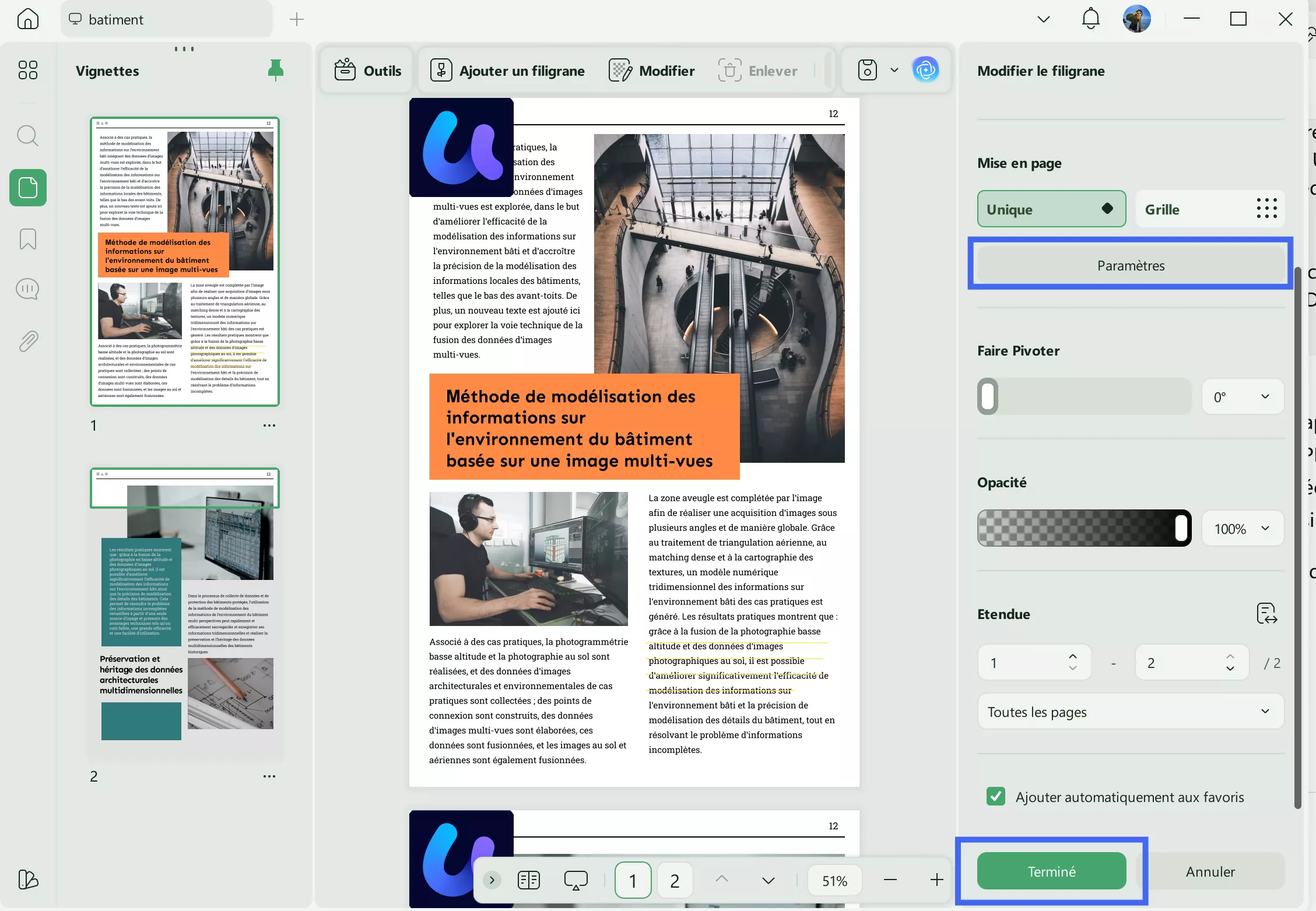 ajouter un filigrane d'image au PDF avec UDPF