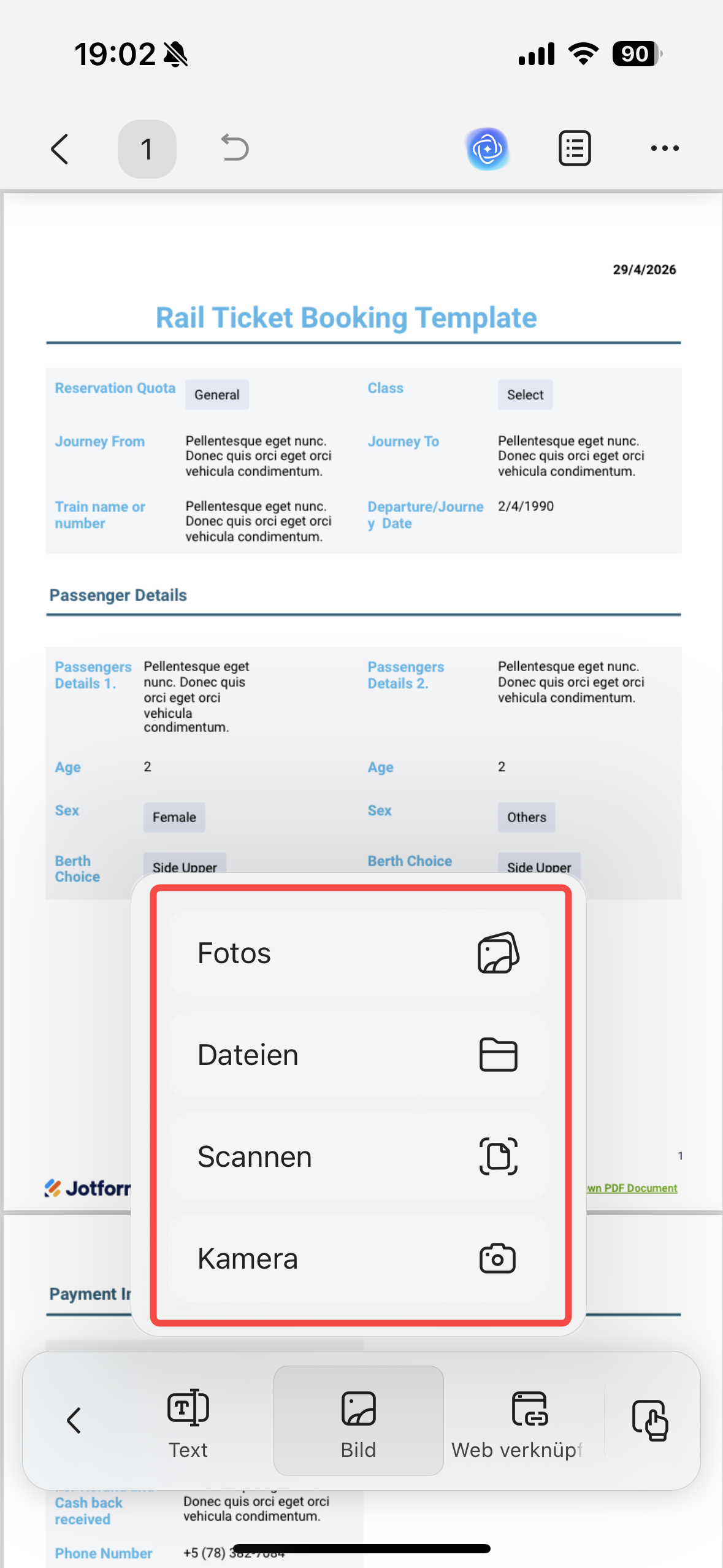 Bild in PDF einfügen mit UPDF Mobile - iOS