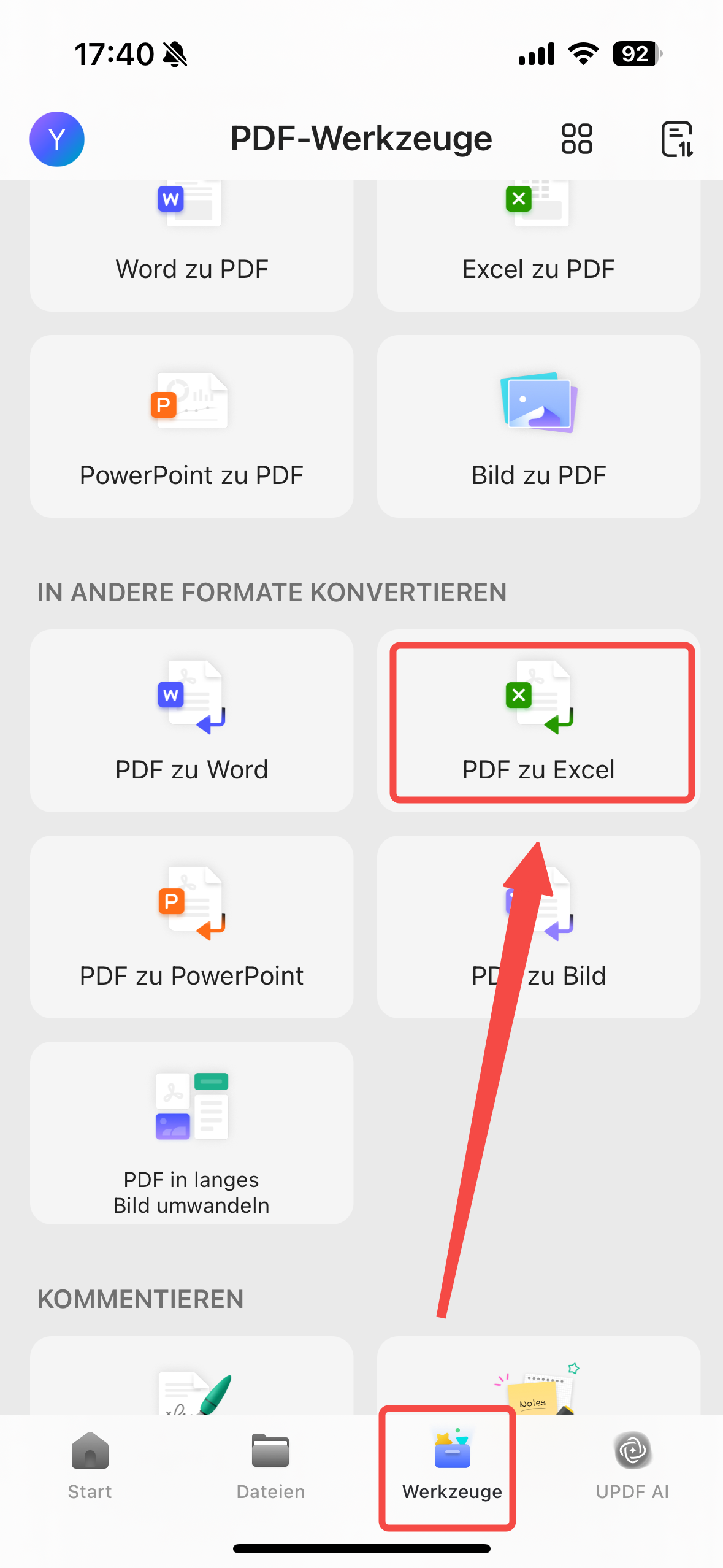 PDF in Excel auf dem Smartphone umwandeln