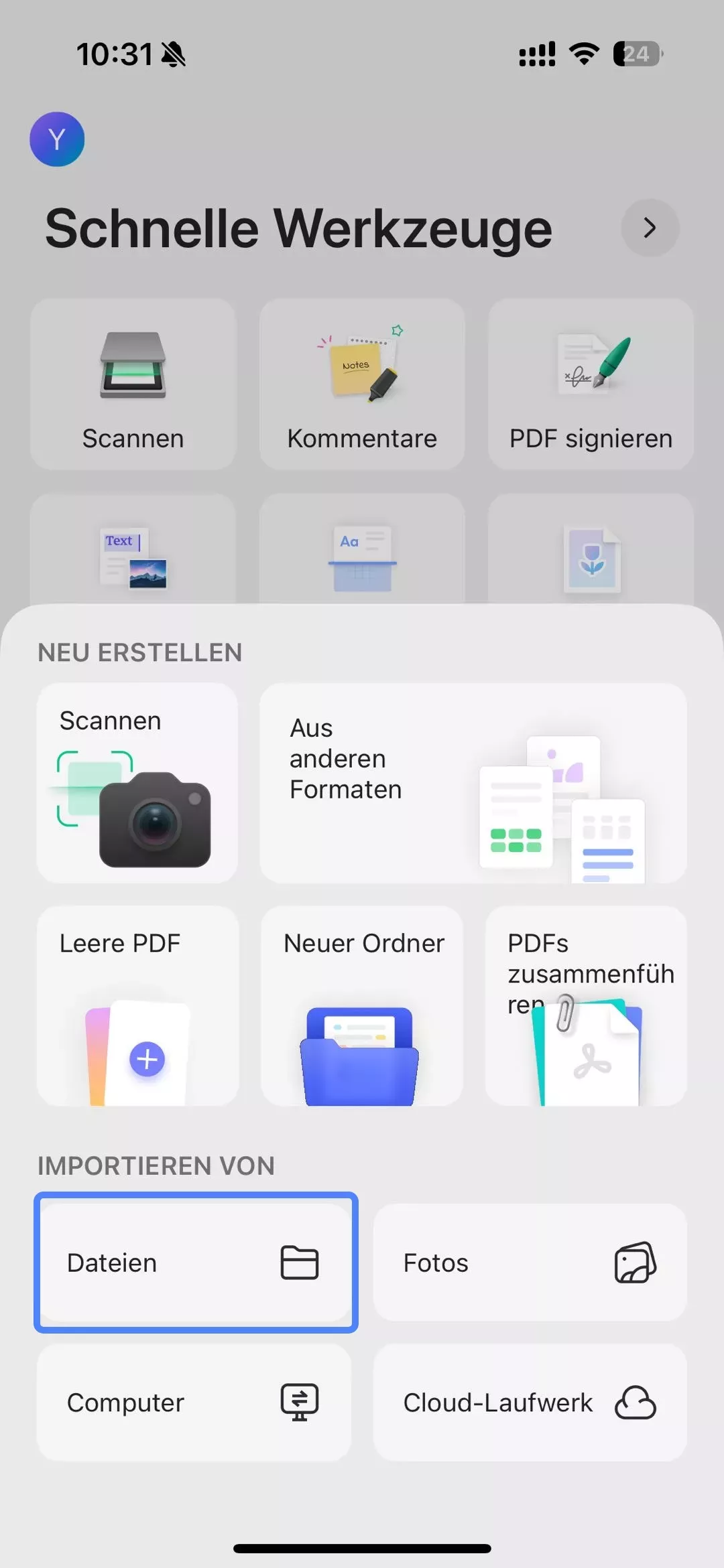die Option „Dateien“