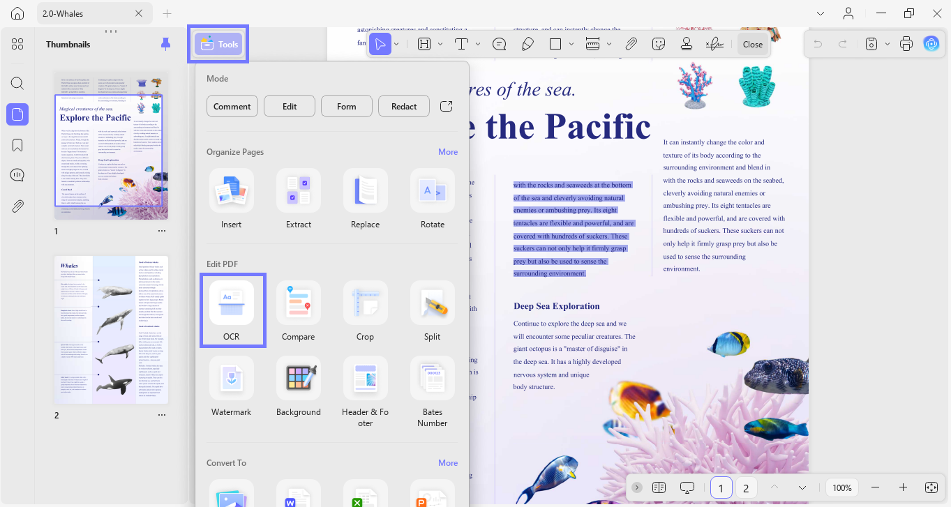 navigate to the ocr feature