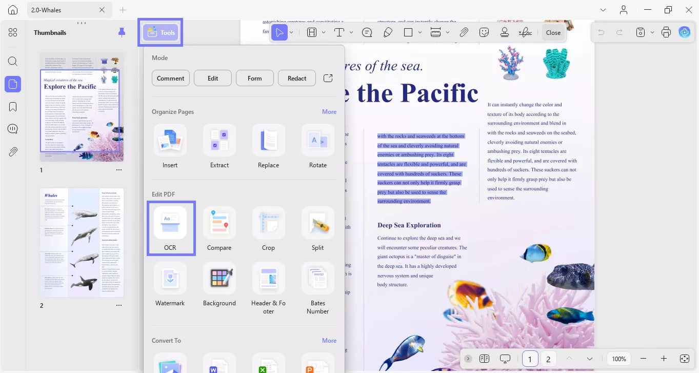navigate to the ocr feature
