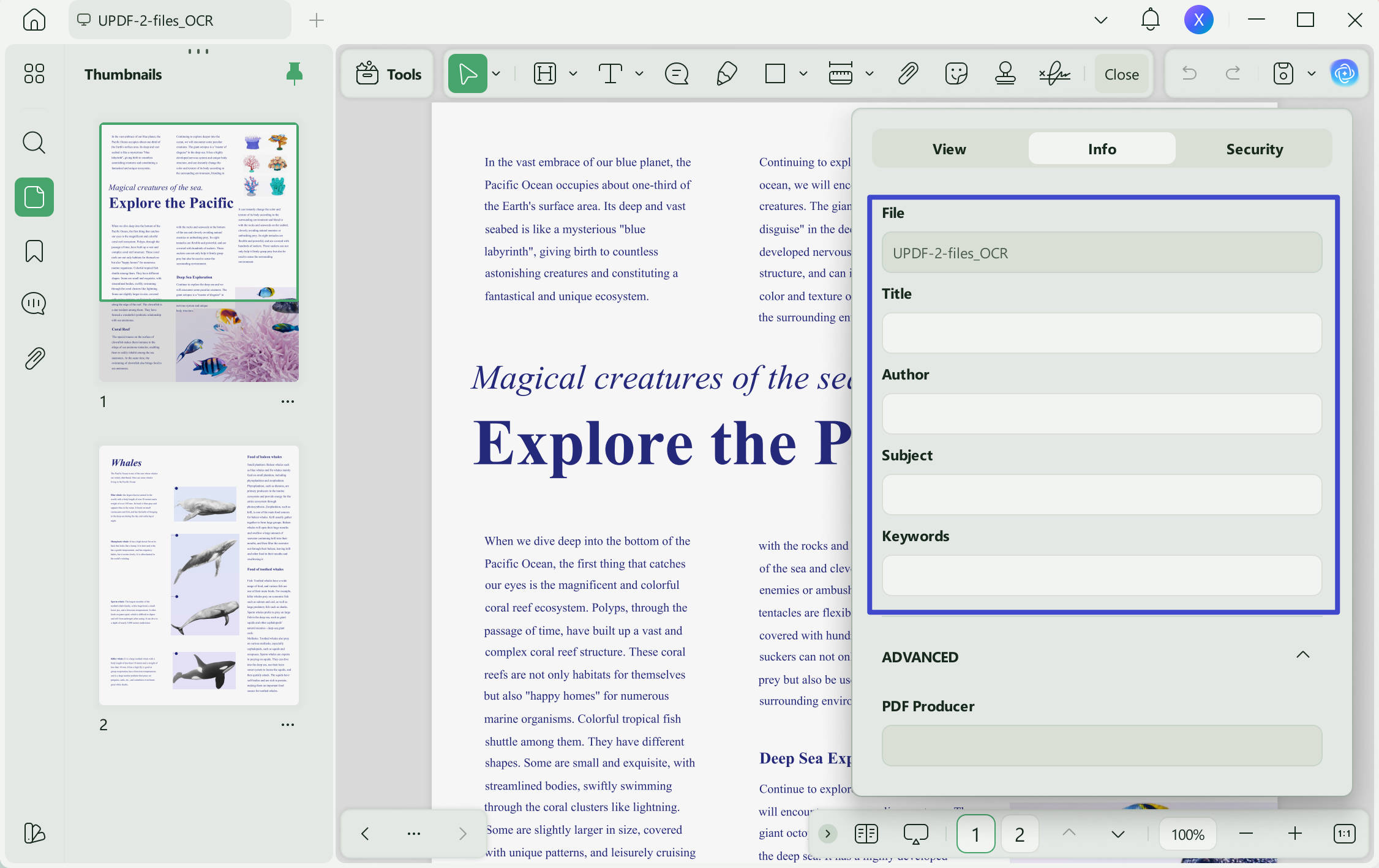 Remove PDF metadata with UPDF
