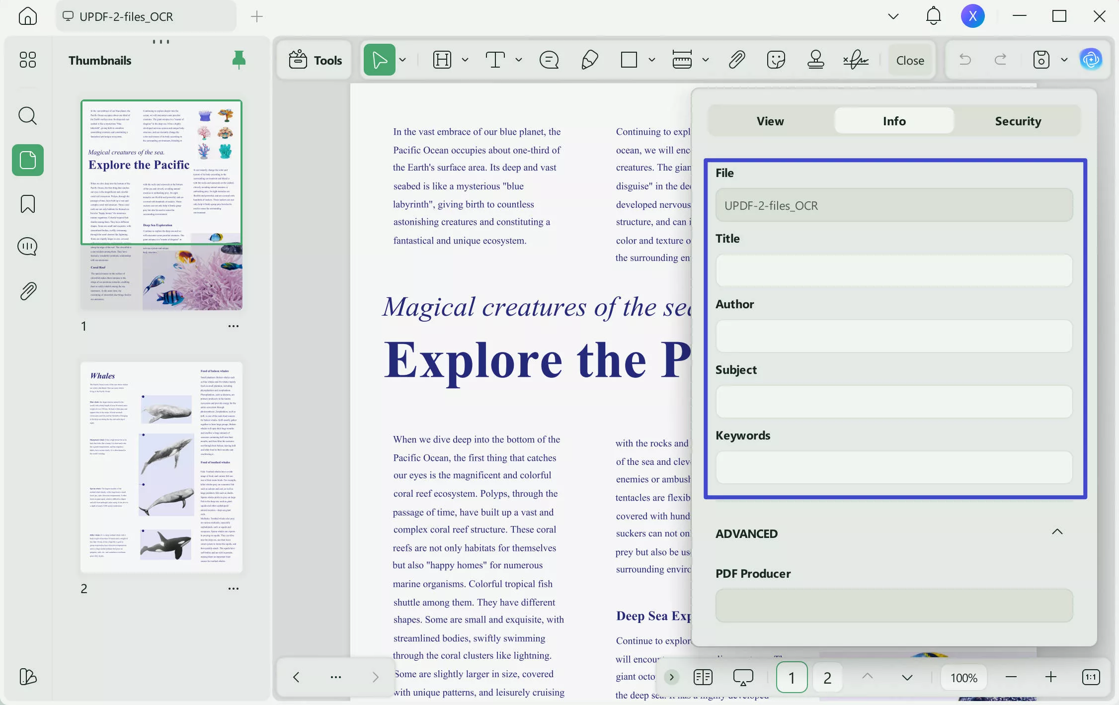 Remove PDF metadata with UPDF