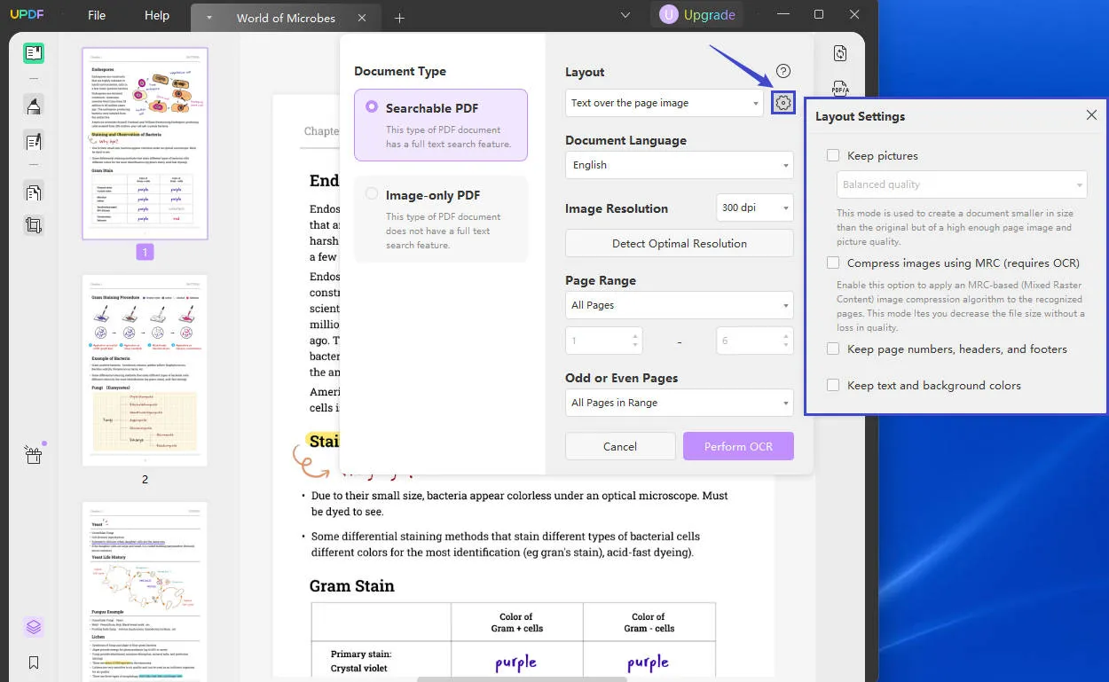 Configuration mise en page