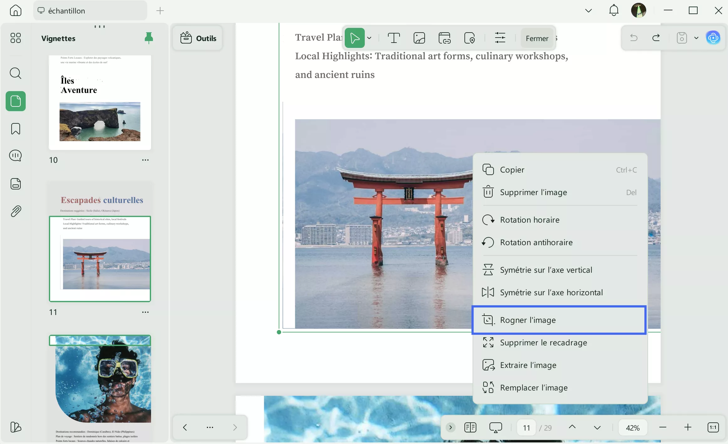 recadrer l'image pdf