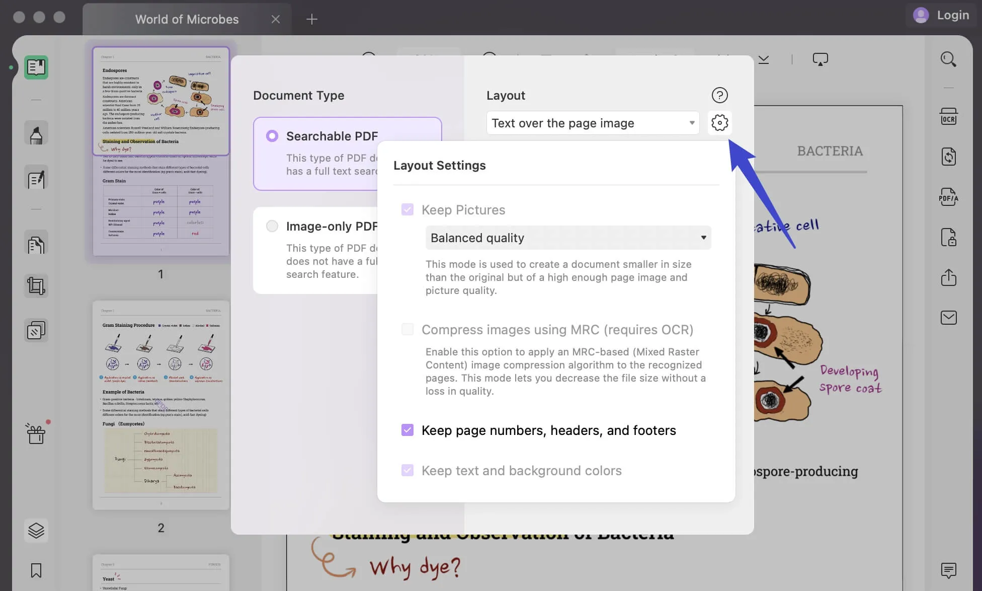 setting layout ocr