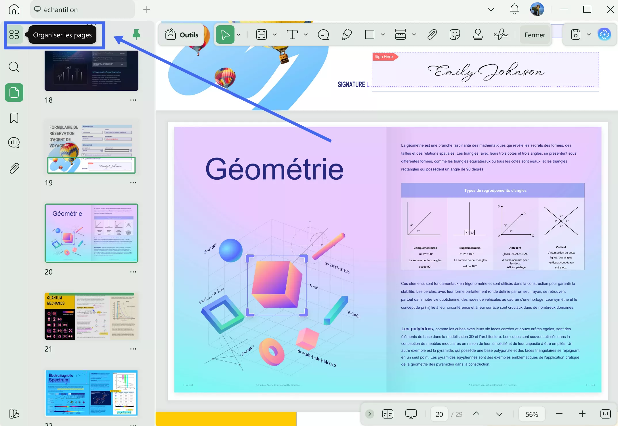 organiser les pages 