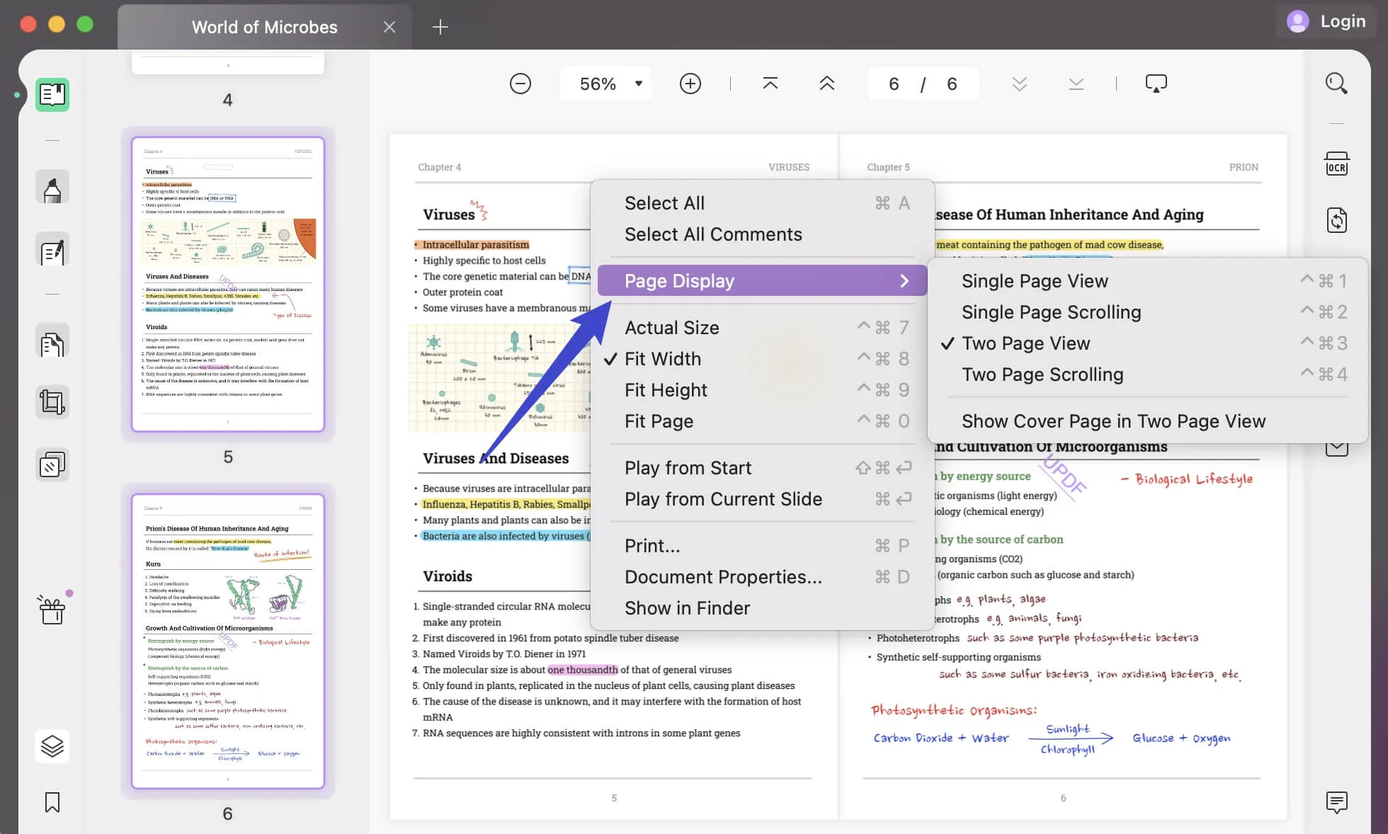 four view modes in pdf