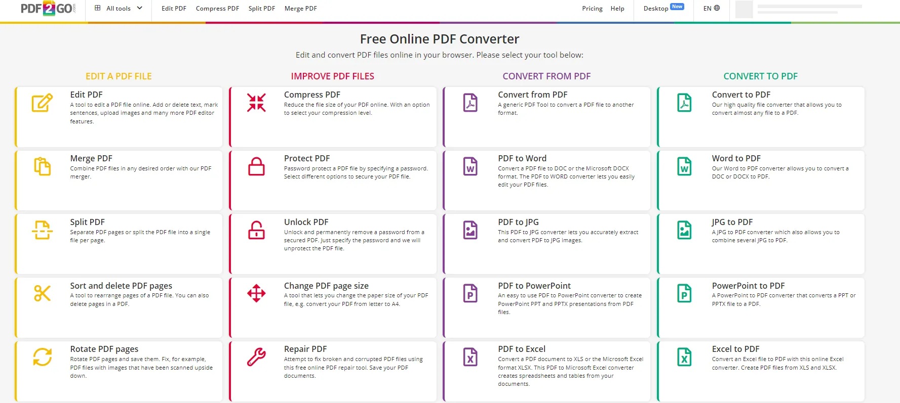 pdf2go converter