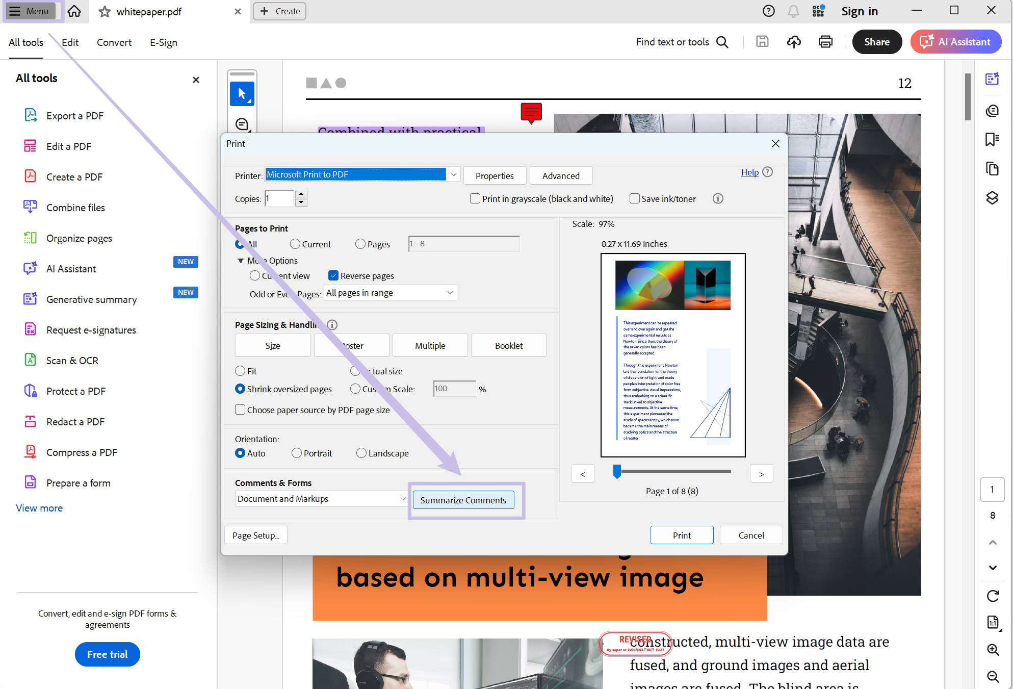 print pdf with comments acrobat