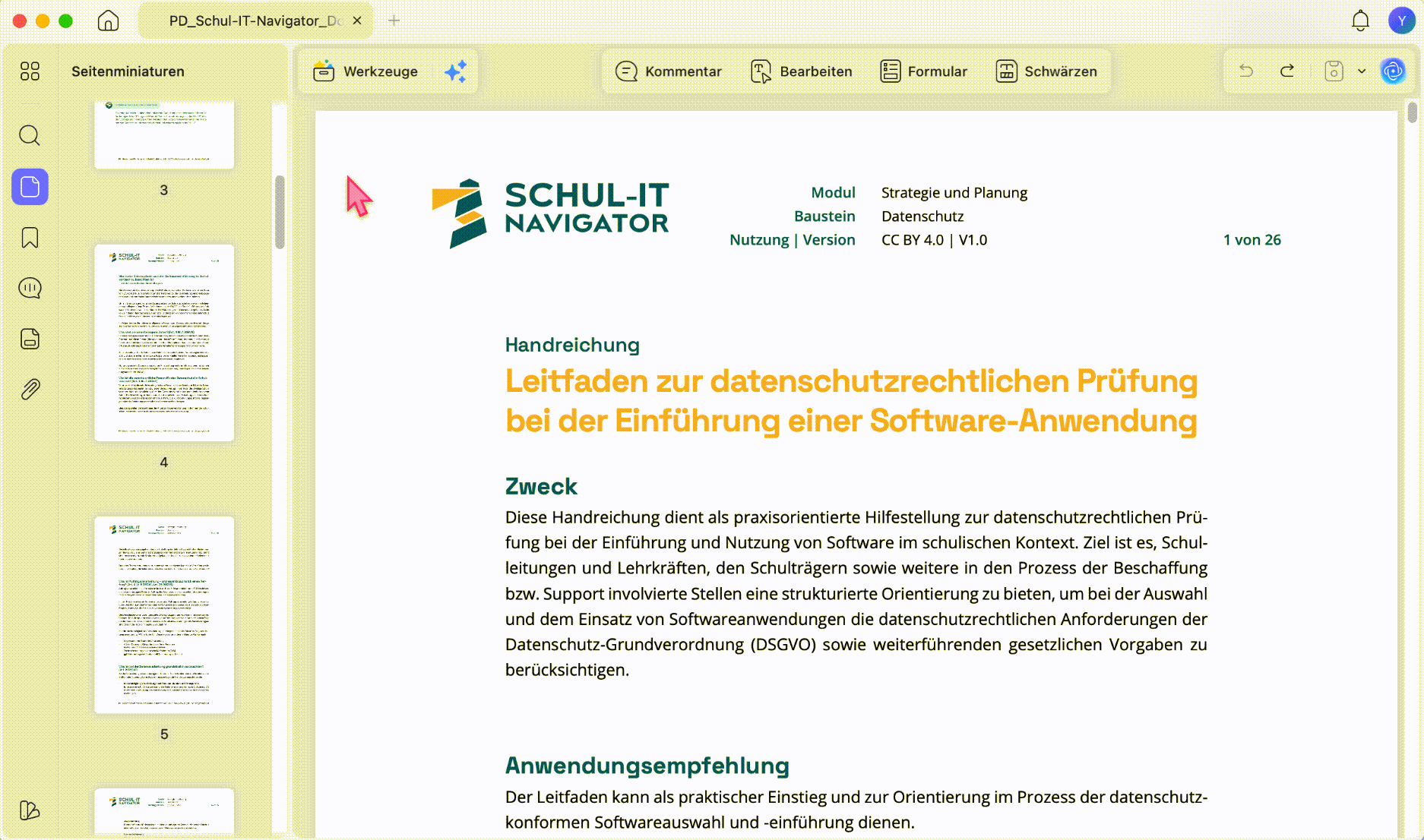 PDF-Seiten in UPDF als Miniaturen sortieren