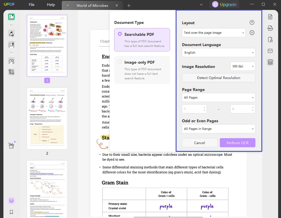 set the ocr with free pdf to text converter updf