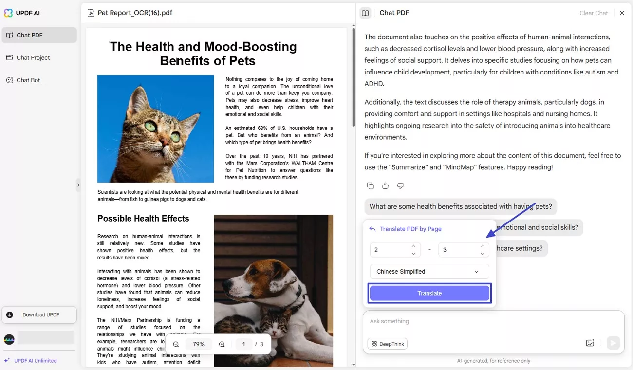 select language and page range