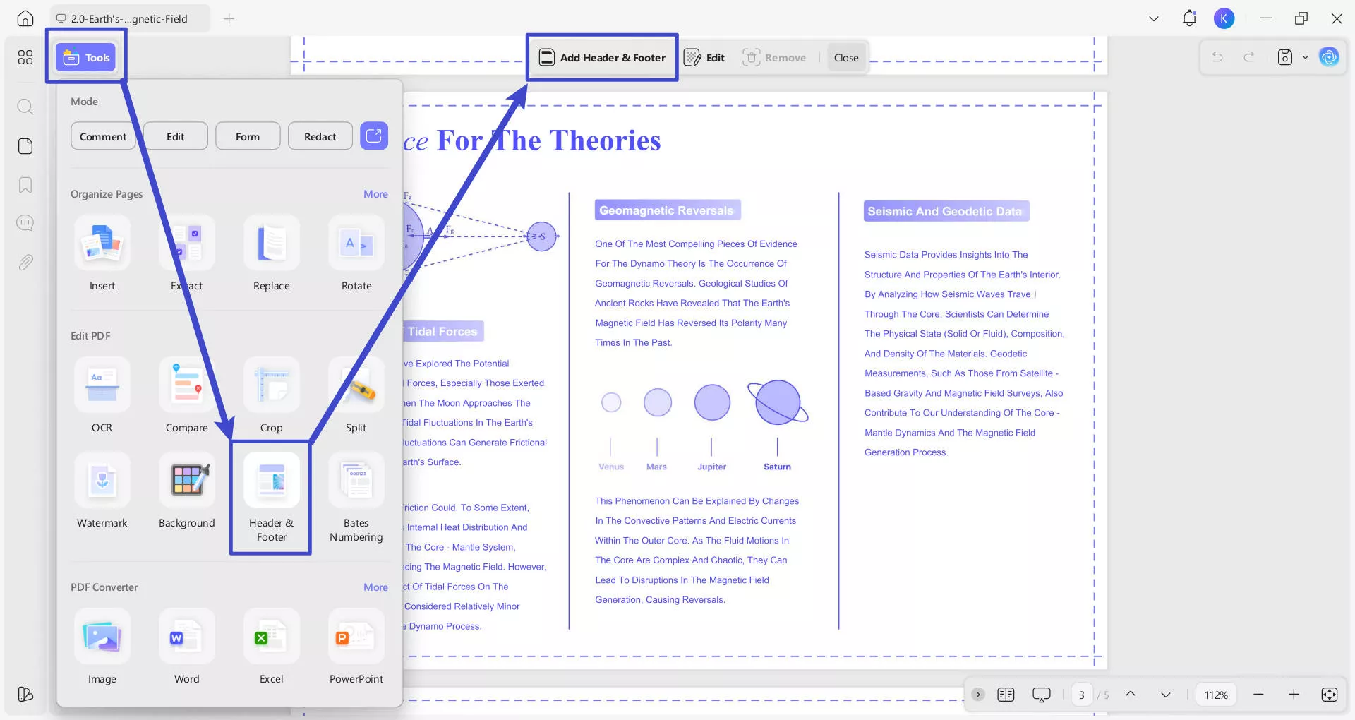 add header and footer 1