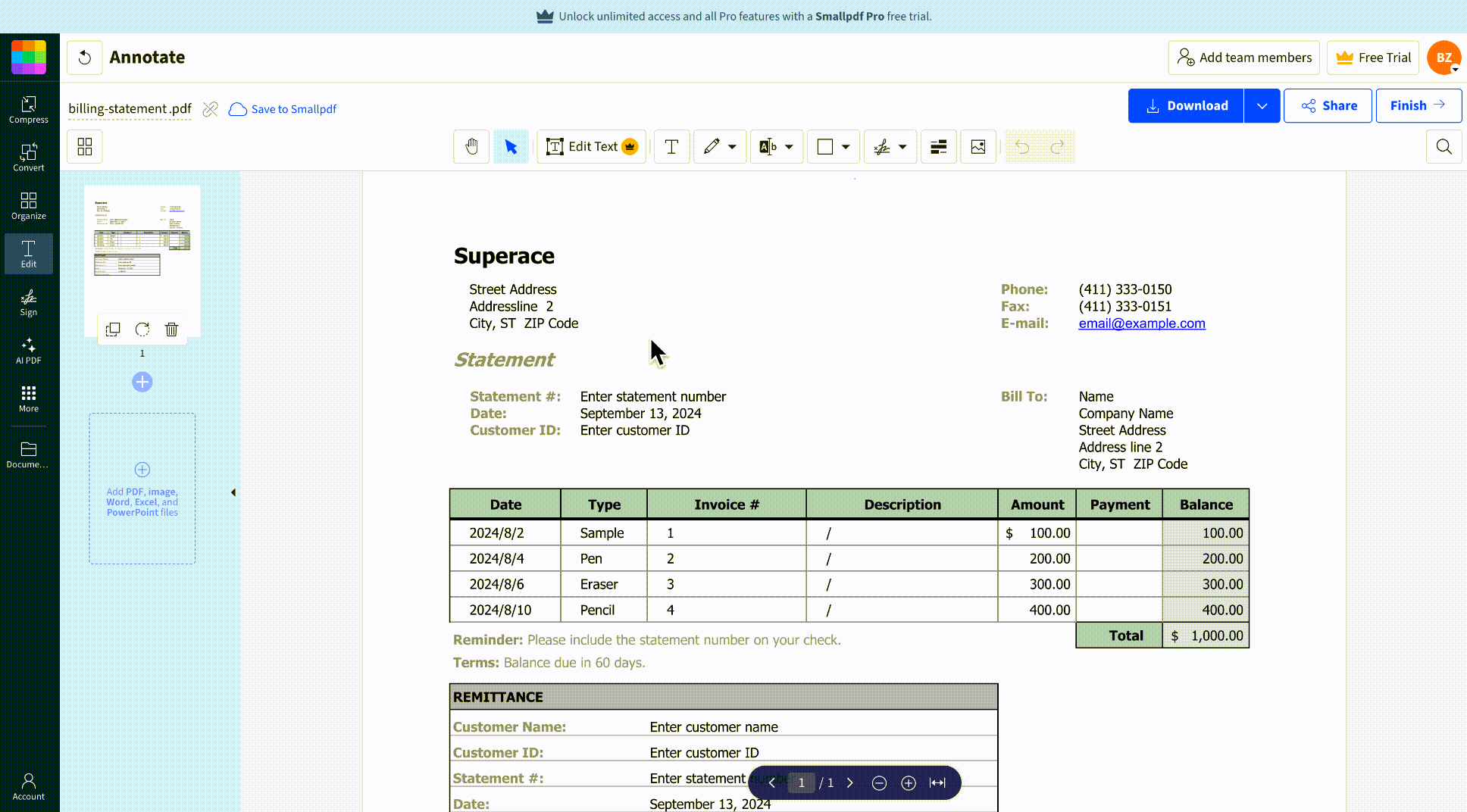 add images to pdf using Smallpdf
