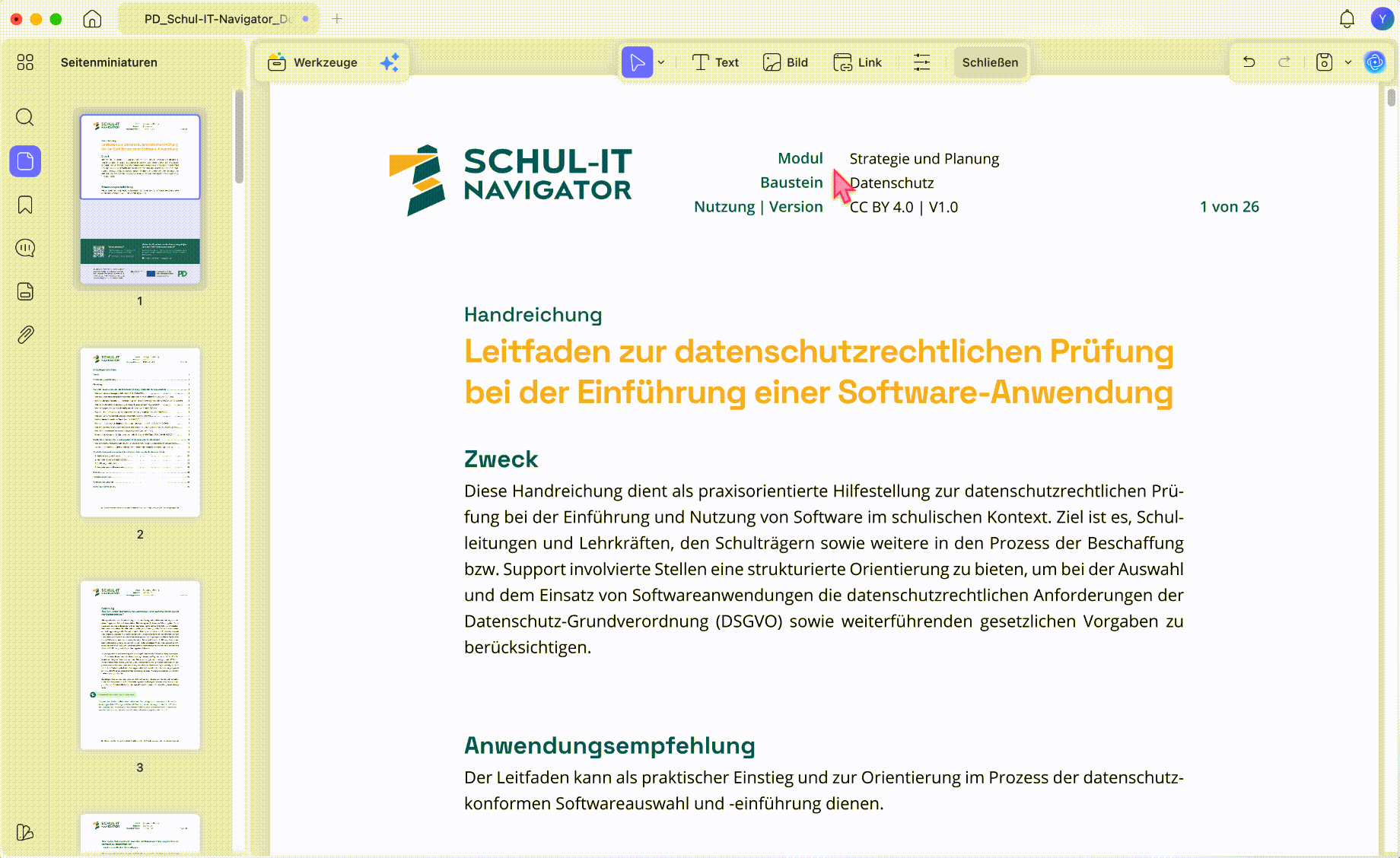 Link zur Seite UPDF, Link-Funktion hinzufügen