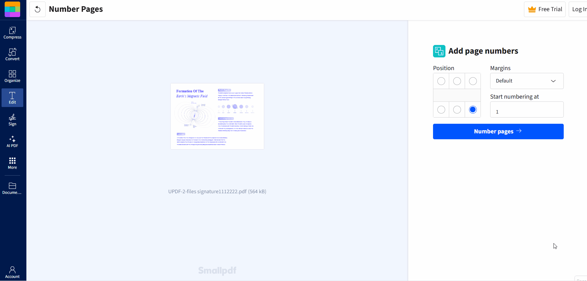 free page number add online smallpdf