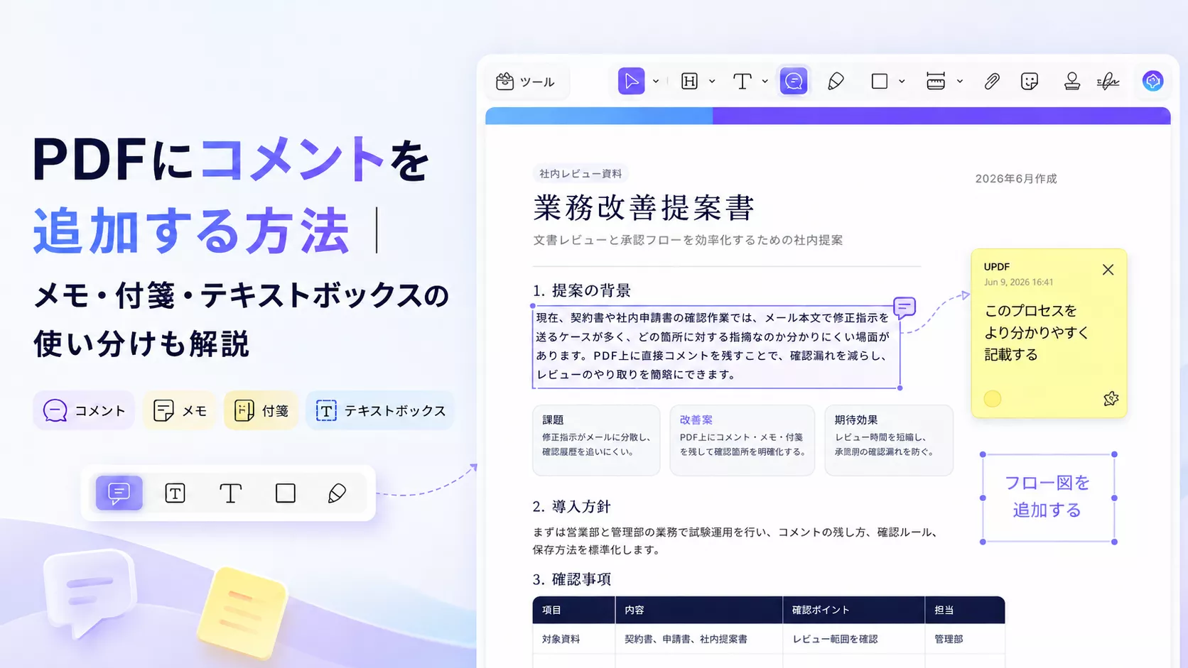 PDFにコメントを追加する方法｜メモ・付箋・テキストボックスの使い分けも解説