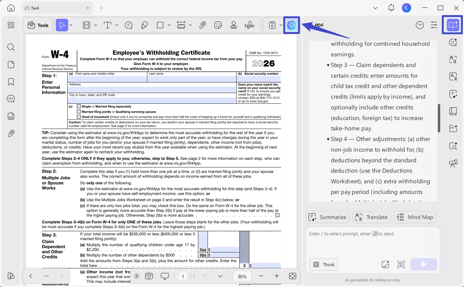 ask UPDF AI to provide answers