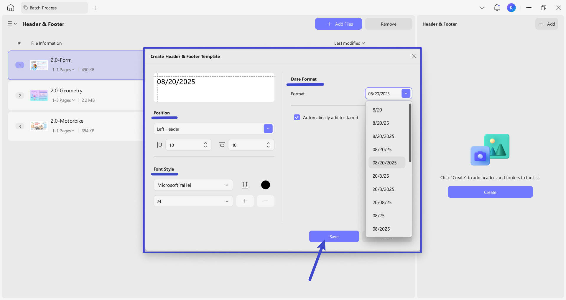 batch add header and footer 5