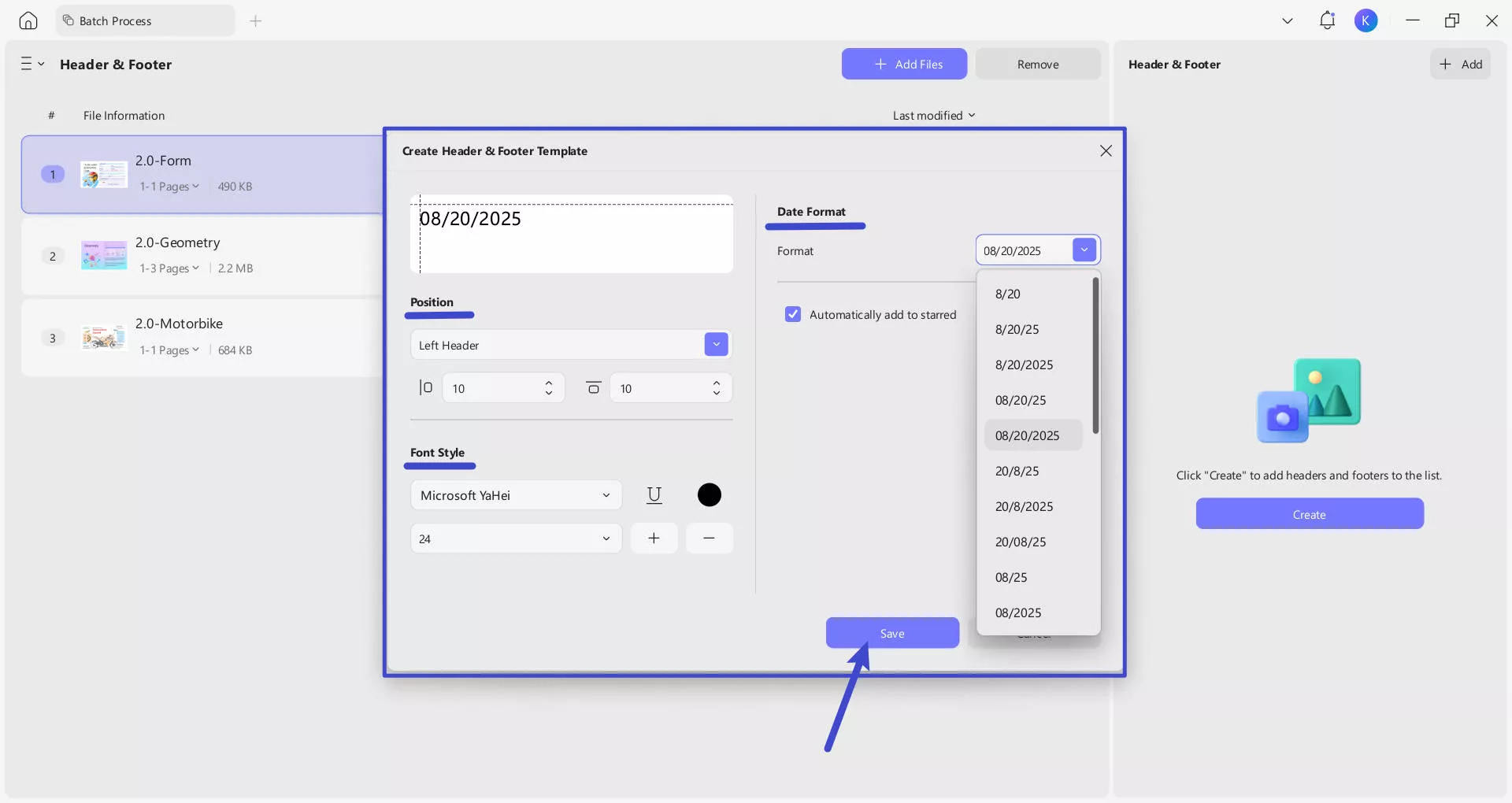 batch add header and footer 5